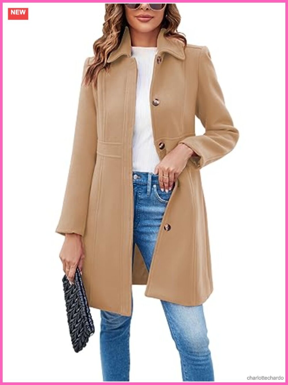 Womens Elegant Single Breasted Pea Coat Winter Office Work Jacket